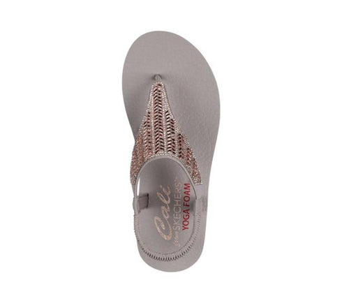 Slapi dama SKECHERS MEDITATION GLAMOROUS MUSE, 119774-TPE gri, textil